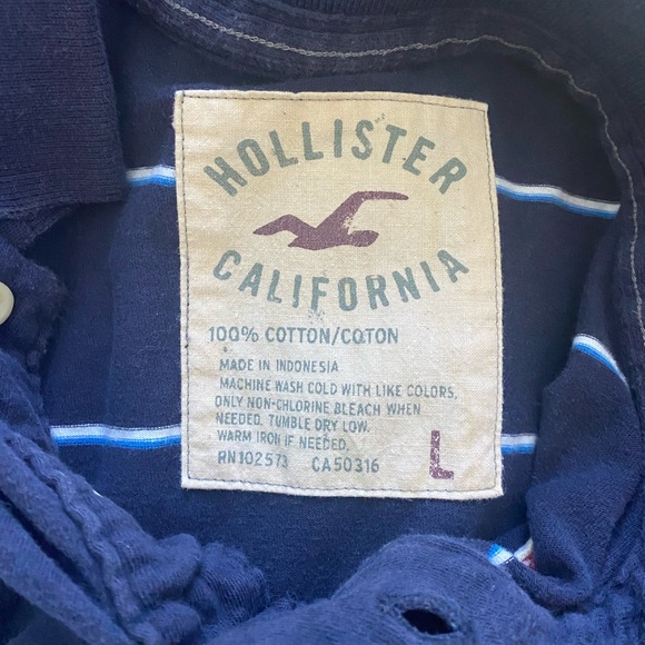 Men’s Hollister Navy Polo Short Sleeve T Shirt - Picture 3 of 3